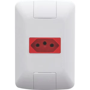 Conjunto 4x2 com 1 Tomada 2P+T 20A 250V Branco e Vermelho - Tramontina Aria