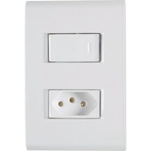 Conjunto 1 interruptor simples + 1 tomada 2 postos – 10A