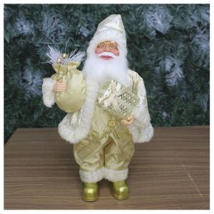 Boneco Natal Papai Noel Com Presente Natalino Dourado